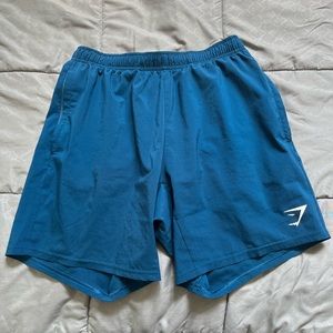 Gymshark Mens Blue Shorts 7 Inch Inseam With Zip Pockets Size Small